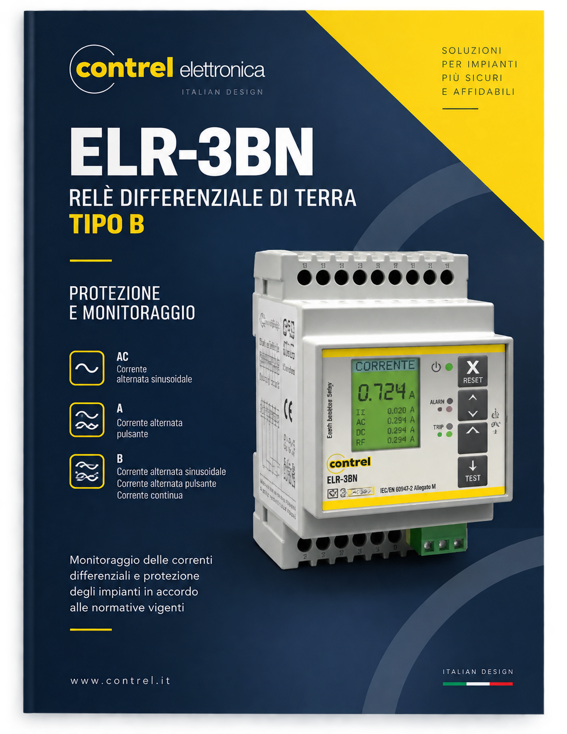 ELR-3BN, relè differenziale Tipo B per protezione e monitoraggio (ITA)