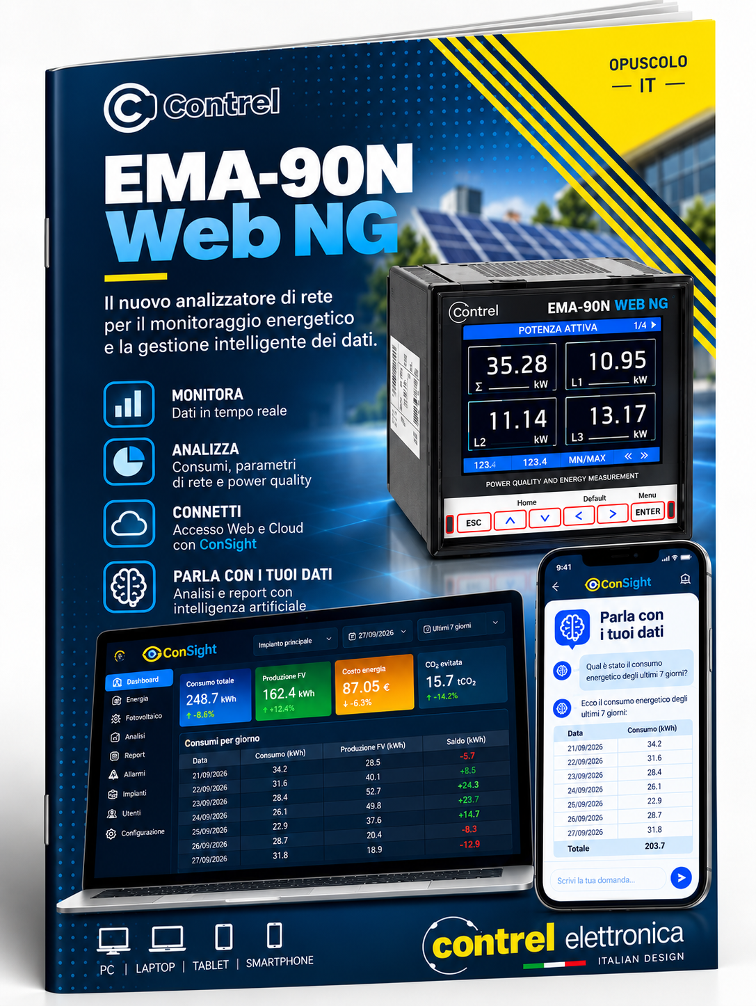 EMA-90N WEB NG – Brochure con Dashboard Web e AI “Parla con i tuoi dati”
