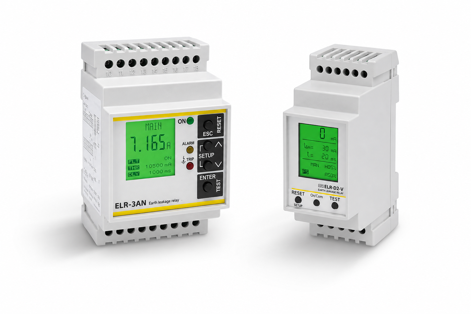 Relè differenziali di terra con display integrato tipo ELR-D2V, ELR-3AN (tipo A)
